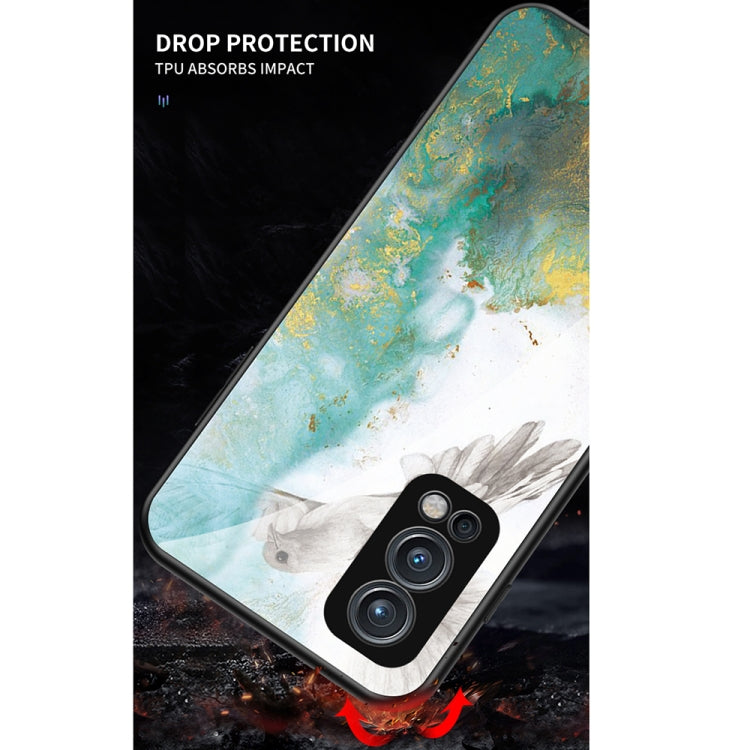 For OnePlus Nord 2 5G Marble Pattern Glass + TPU Protective Case