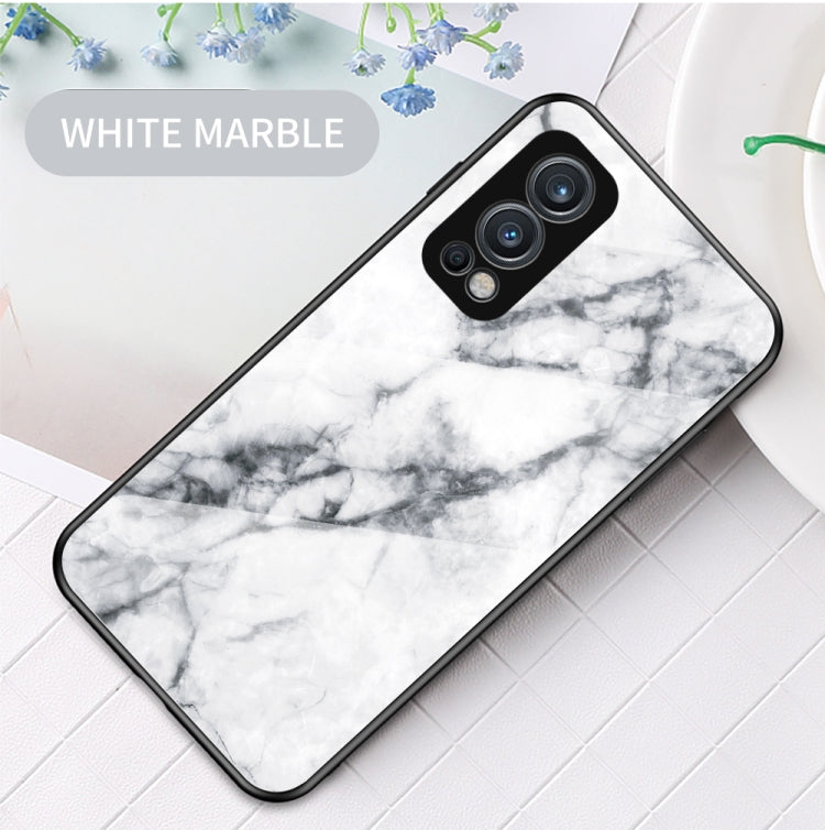 For OnePlus Nord 2 5G Marble Pattern Glass + TPU Protective Case