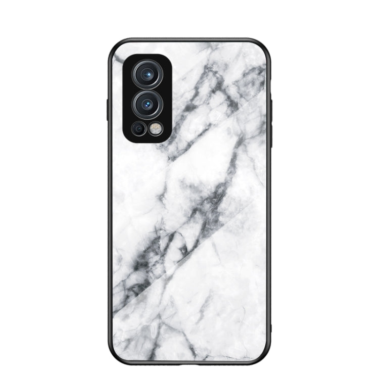 For OnePlus Nord 2 5G Marble Pattern Glass + TPU Protective Case
