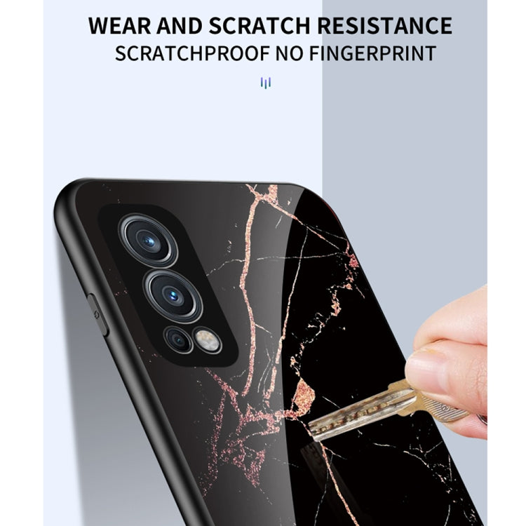 For OnePlus Nord 2 5G Marble Pattern Glass + TPU Protective Case