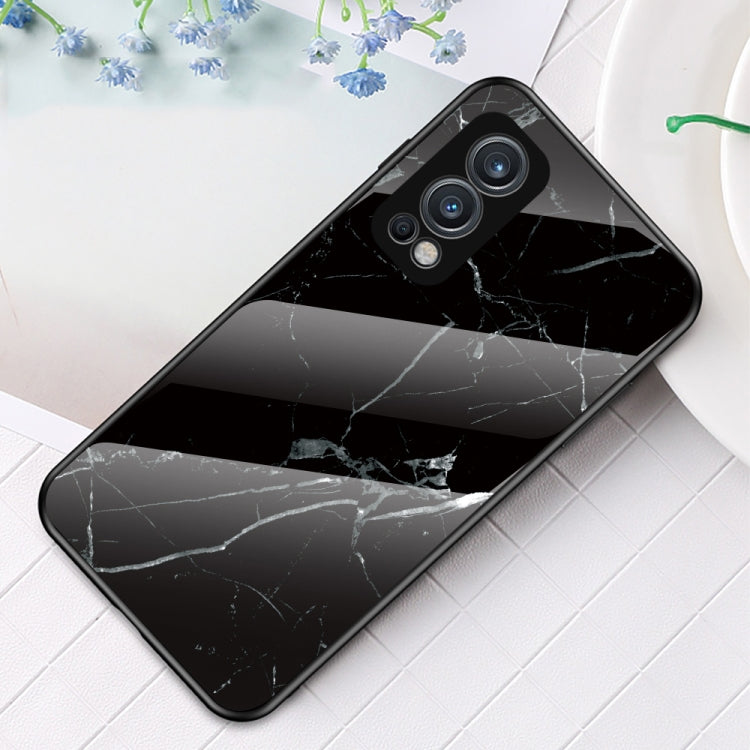 For OnePlus Nord 2 5G Marble Pattern Glass + TPU Protective Case