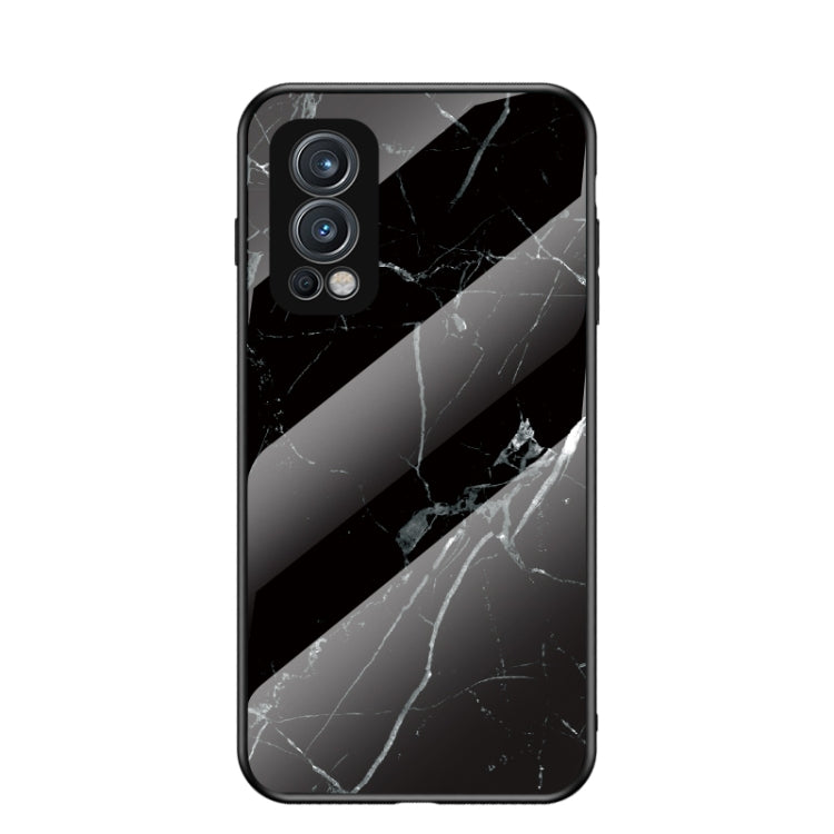 For OnePlus Nord 2 5G Marble Pattern Glass + TPU Protective Case