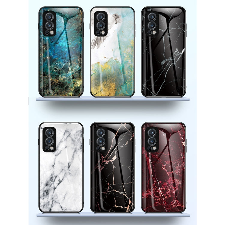For OnePlus Nord 2 5G Marble Pattern Glass + TPU Protective Case