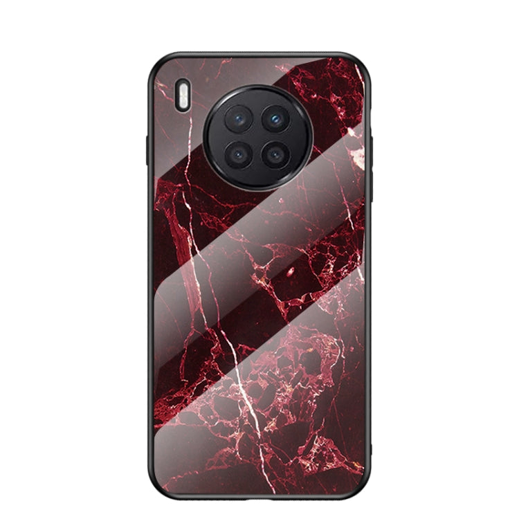 For Huawei Nova 8i Marble Pattern Glass + TPU Protective Case