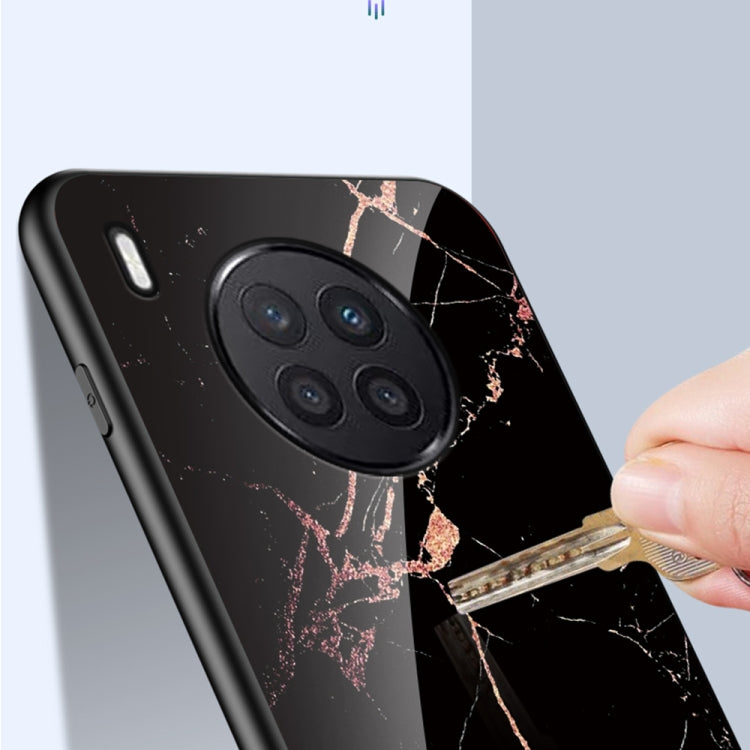 For Huawei Nova 8i Marble Pattern Glass + TPU Protective Case