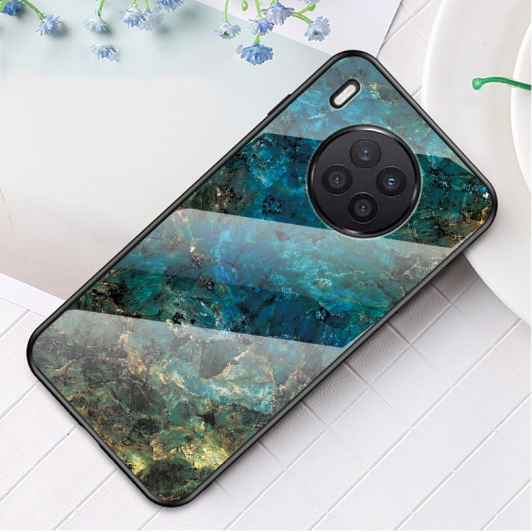 For Huawei Nova 8i Marble Pattern Glass + TPU Protective Case
