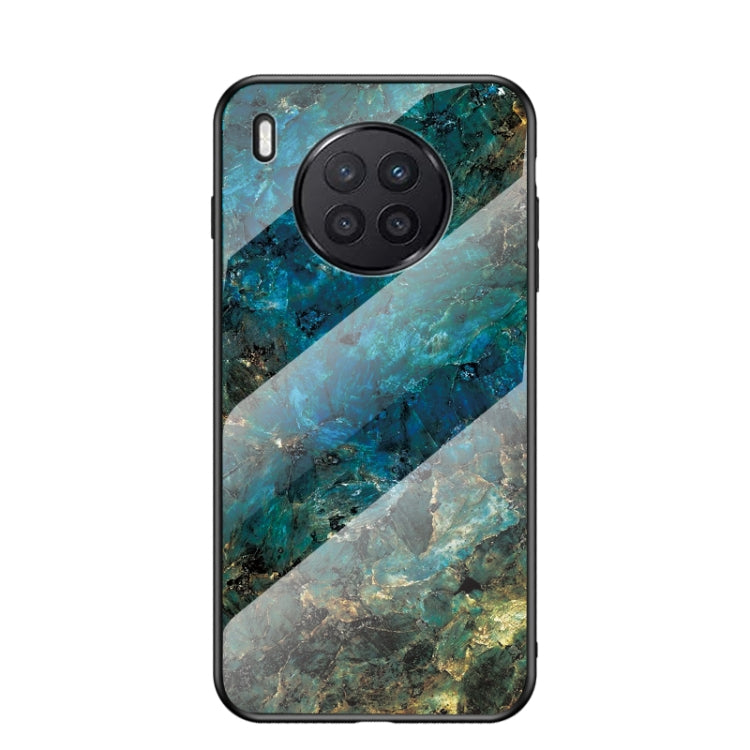 For Huawei Nova 8i Marble Pattern Glass + TPU Protective Case