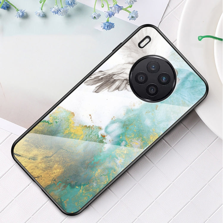 For Huawei Nova 8i Marble Pattern Glass + TPU Protective Case