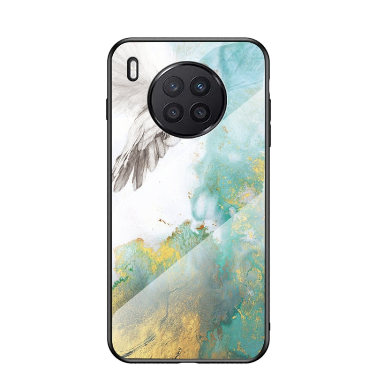 For Huawei Nova 8i Marble Pattern Glass + TPU Protective Case