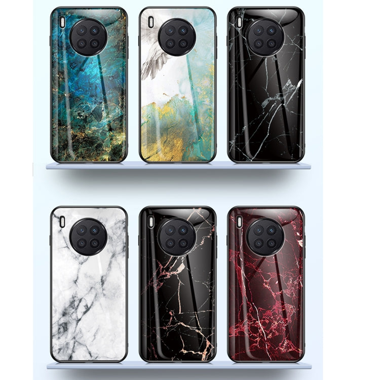 For Huawei Nova 8i Marble Pattern Glass + TPU Protective Case
