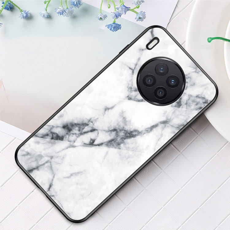 For Huawei Nova 8i Marble Pattern Glass + TPU Protective Case