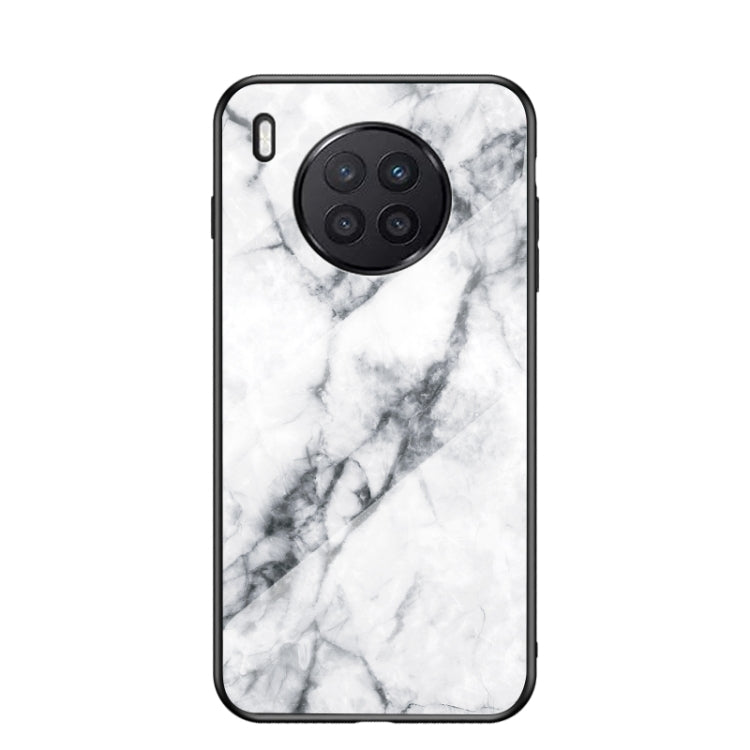 For Huawei Nova 8i Marble Pattern Glass + TPU Protective Case
