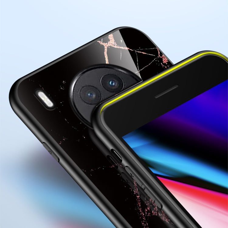 For Huawei Nova 8i Marble Pattern Glass + TPU Protective Case