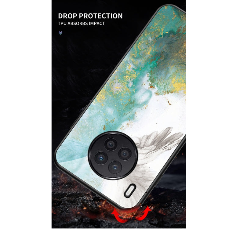 For Huawei Nova 8i Marble Pattern Glass + TPU Protective Case