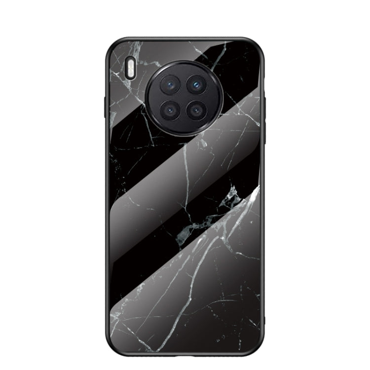 For Huawei Nova 8i Marble Pattern Glass + TPU Protective Case