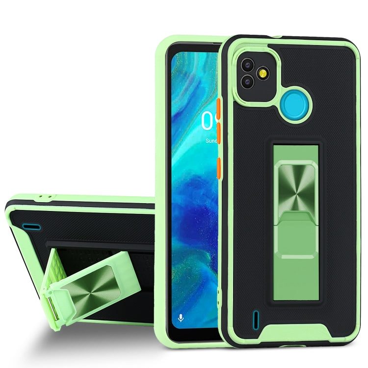 For Tecno Pop 5 Dual-color Skin Feel TPU + PC Magnetic Shockproof Case with Invisible Holder