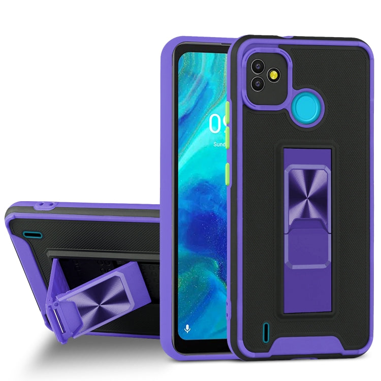 For Tecno Pop 5 Dual-color Skin Feel TPU + PC Magnetic Shockproof Case with Invisible Holder