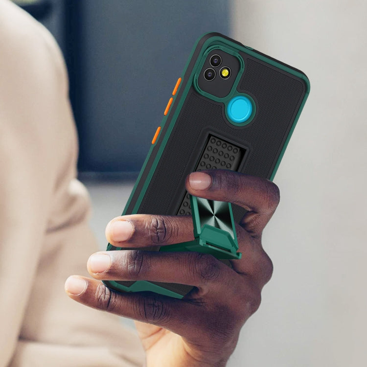 For Tecno Pop 5 Dual-color Skin Feel TPU + PC Magnetic Shockproof Case with Invisible Holder