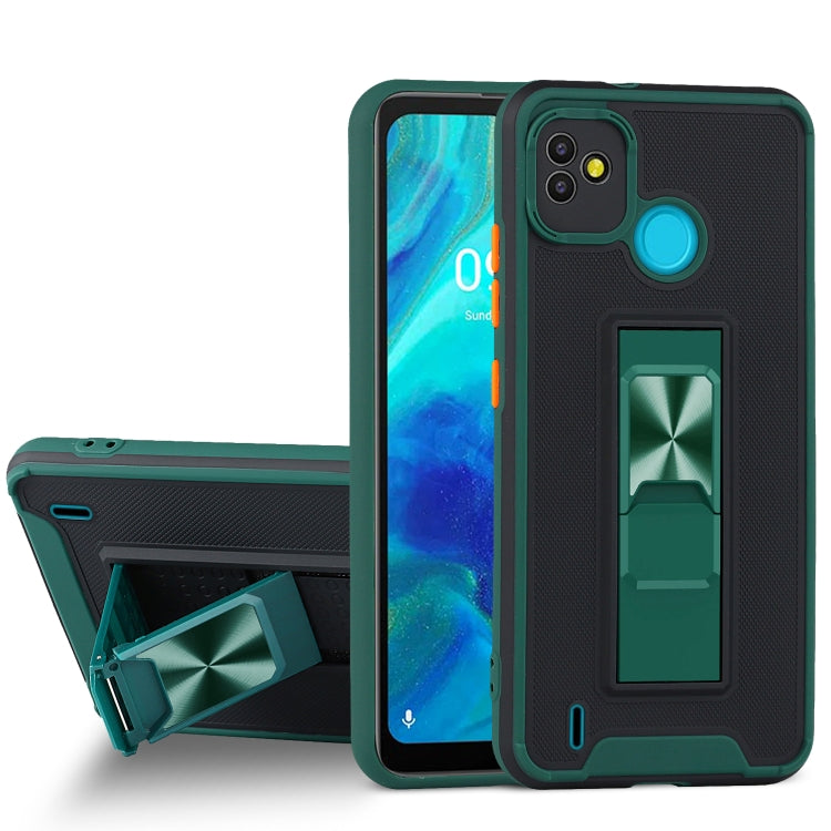 For Tecno Pop 5 Dual-color Skin Feel TPU + PC Magnetic Shockproof Case with Invisible Holder