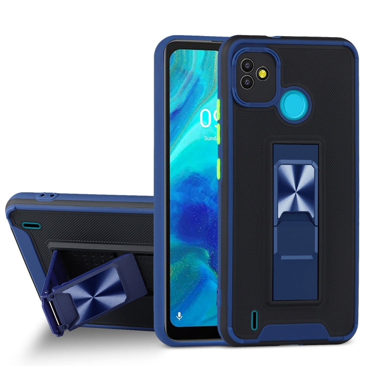 For Tecno Pop 5 Dual-color Skin Feel TPU + PC Magnetic Shockproof Case with Invisible Holder