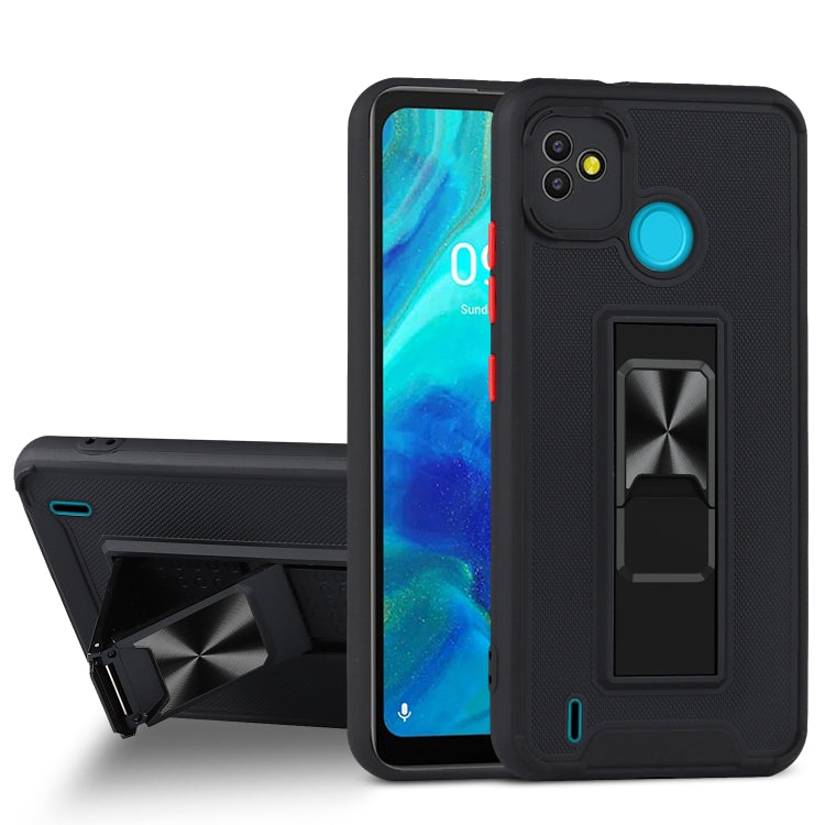 For Tecno Pop 5 Dual-color Skin Feel TPU + PC Magnetic Shockproof Case with Invisible Holder