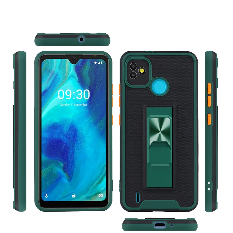 For Tecno Pop 5 Dual-color Skin Feel TPU + PC Magnetic Shockproof Case with Invisible Holder
