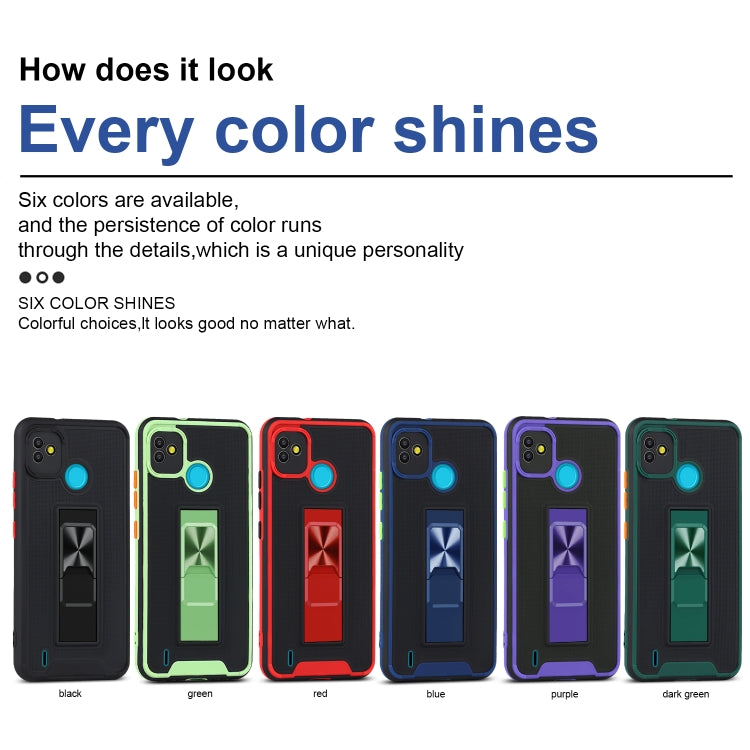 For Tecno Pop 5 Dual-color Skin Feel TPU + PC Magnetic Shockproof Case with Invisible Holder