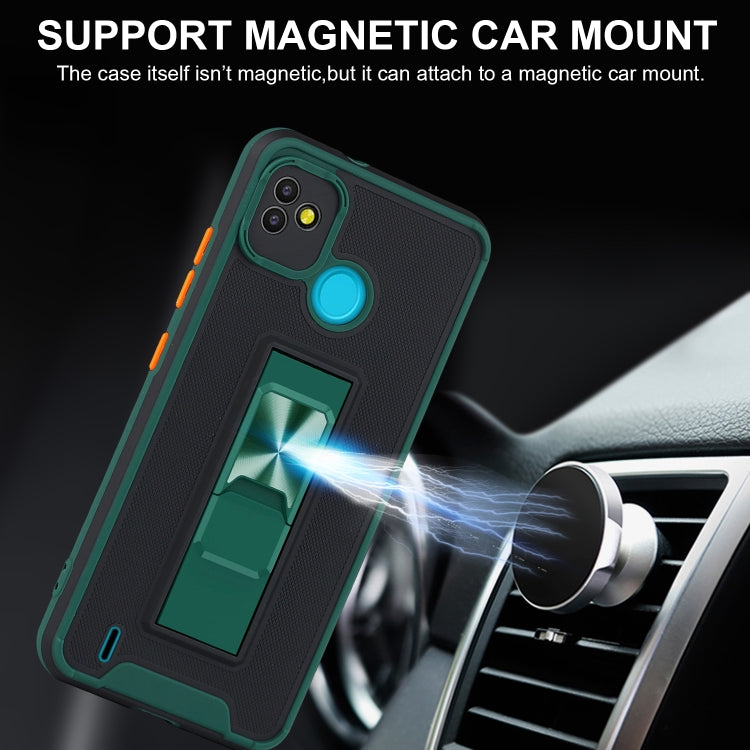 For Tecno Pop 5 Dual-color Skin Feel TPU + PC Magnetic Shockproof Case with Invisible Holder