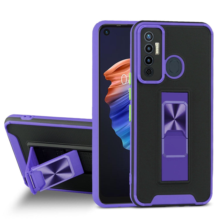For Tecno Camon 17 Dual-color Skin Feel TPU + PC Magnetic Shockproof Case with Invisible Holder