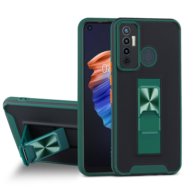 For Tecno Camon 17 Dual-color Skin Feel TPU + PC Magnetic Shockproof Case with Invisible Holder