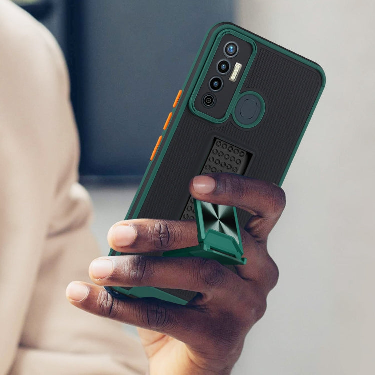 For Tecno Camon 17 Dual-color Skin Feel TPU + PC Magnetic Shockproof Case with Invisible Holder