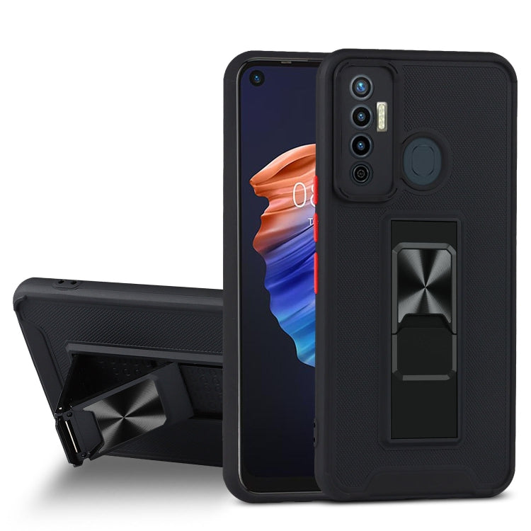 For Tecno Camon 17 Dual-color Skin Feel TPU + PC Magnetic Shockproof Case with Invisible Holder