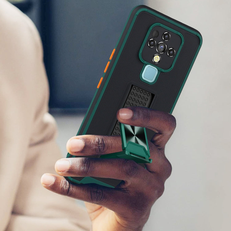 For Tecno Camon 16 Dual-color Skin Feel TPU + PC Magnetic Shockproof Case with Invisible Holder
