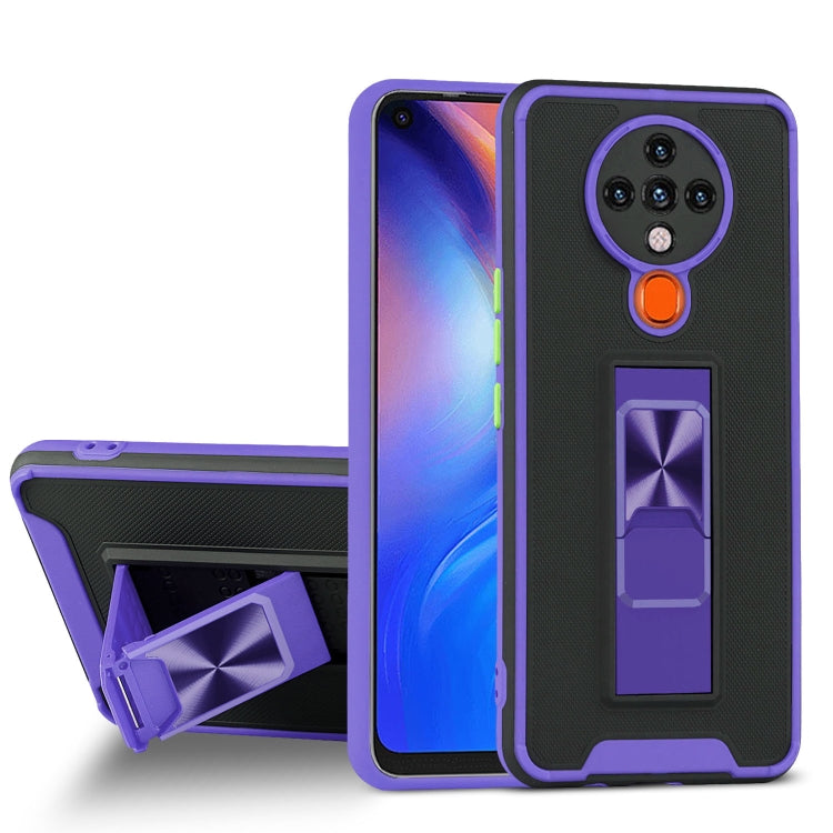 For Tecno Spark 6 Dual-color Skin Feel TPU + PC Magnetic Shockproof Case with Invisible Holder