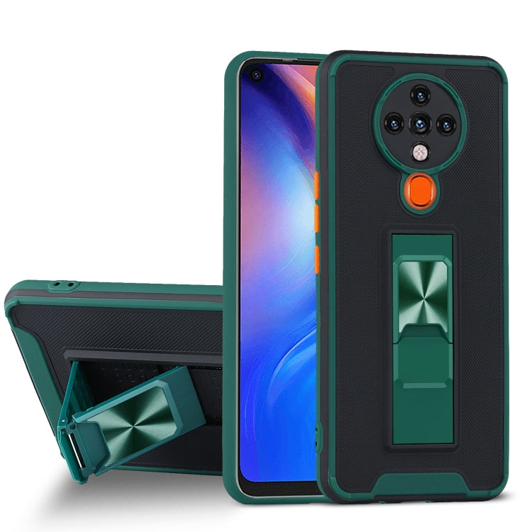 For Tecno Spark 6 Dual-color Skin Feel TPU + PC Magnetic Shockproof Case with Invisible Holder