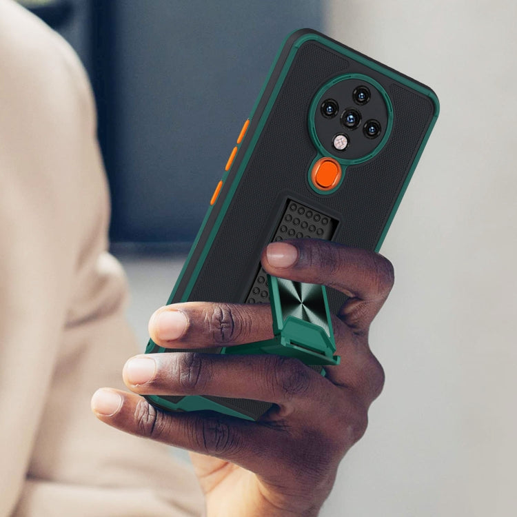 For Tecno Spark 6 Dual-color Skin Feel TPU + PC Magnetic Shockproof Case with Invisible Holder