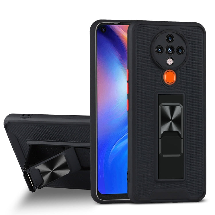 For Tecno Spark 6 Dual-color Skin Feel TPU + PC Magnetic Shockproof Case with Invisible Holder