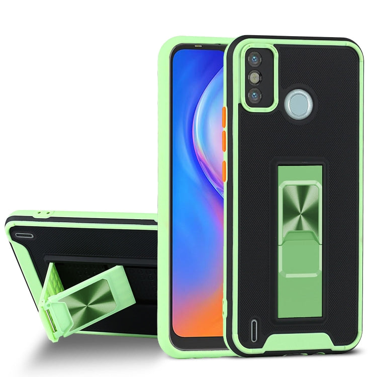 For Tecno Spark 6 Go Dual-color Skin Feel TPU + PC Magnetic Shockproof Case with Invisible Holder