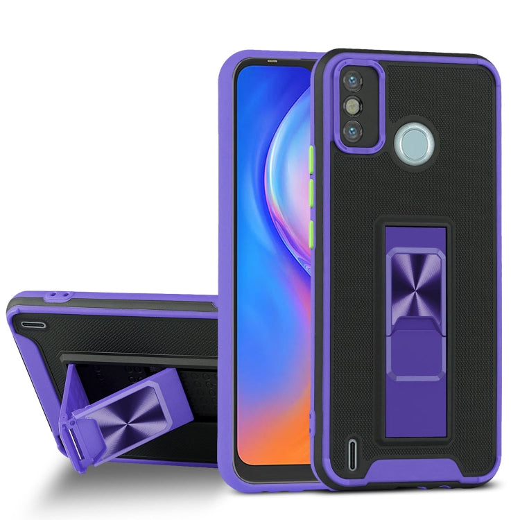 For Tecno Spark 6 Go Dual-color Skin Feel TPU + PC Magnetic Shockproof Case with Invisible Holder