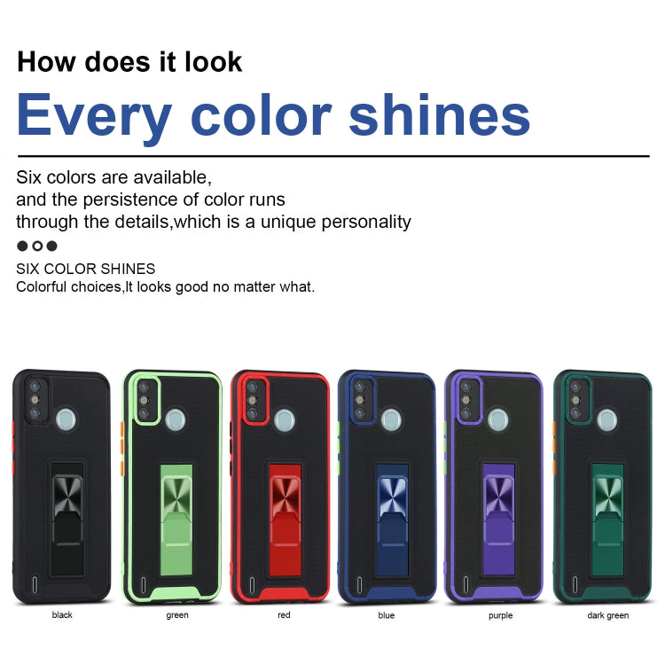 For Tecno Spark 6 Go Dual-color Skin Feel TPU + PC Magnetic Shockproof Case with Invisible Holder