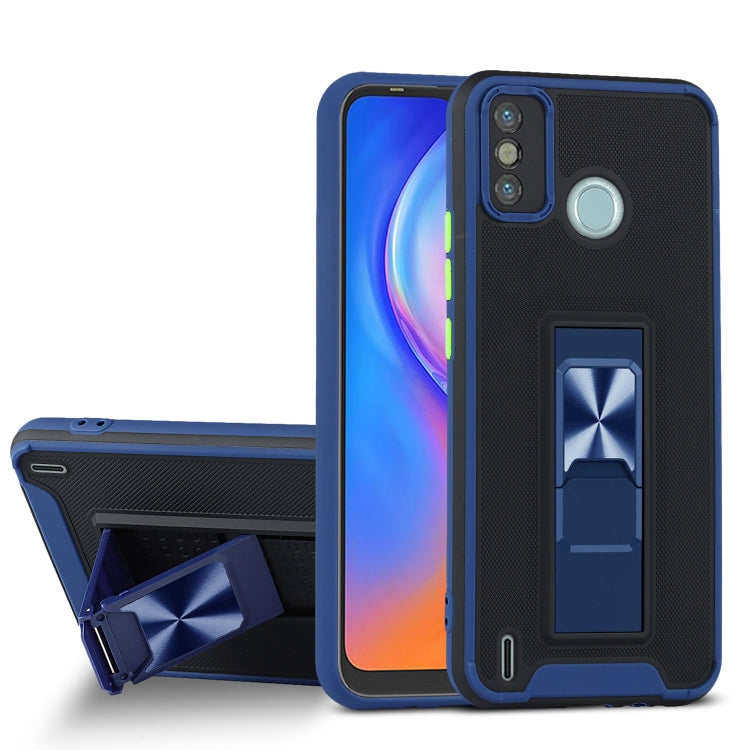 For Tecno Spark 6 Go Dual-color Skin Feel TPU + PC Magnetic Shockproof Case with Invisible Holder