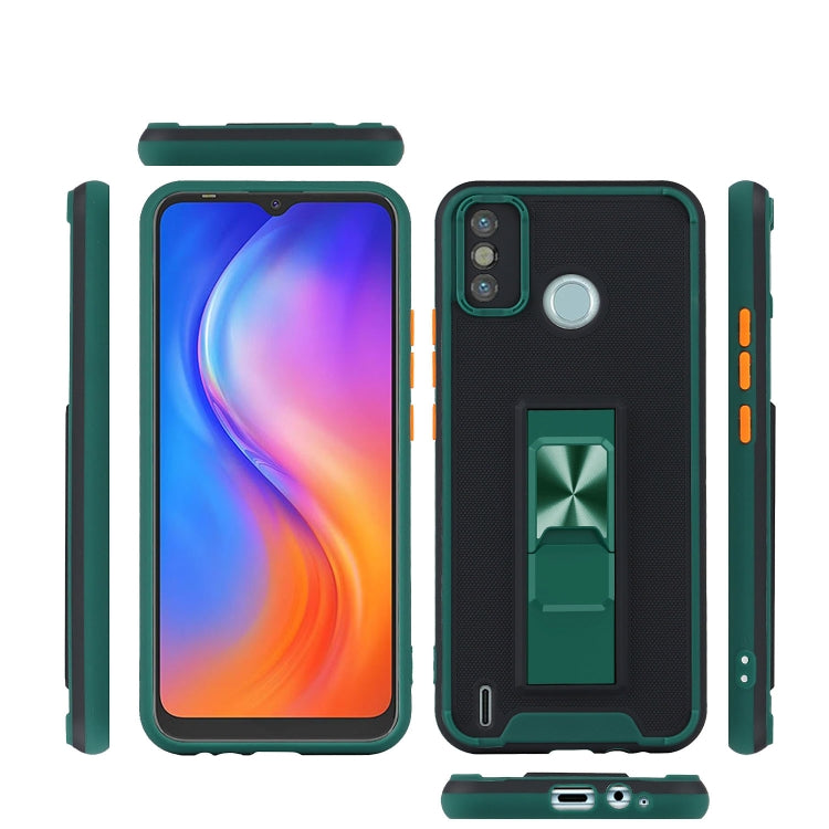 For Tecno Spark 6 Go Dual-color Skin Feel TPU + PC Magnetic Shockproof Case with Invisible Holder