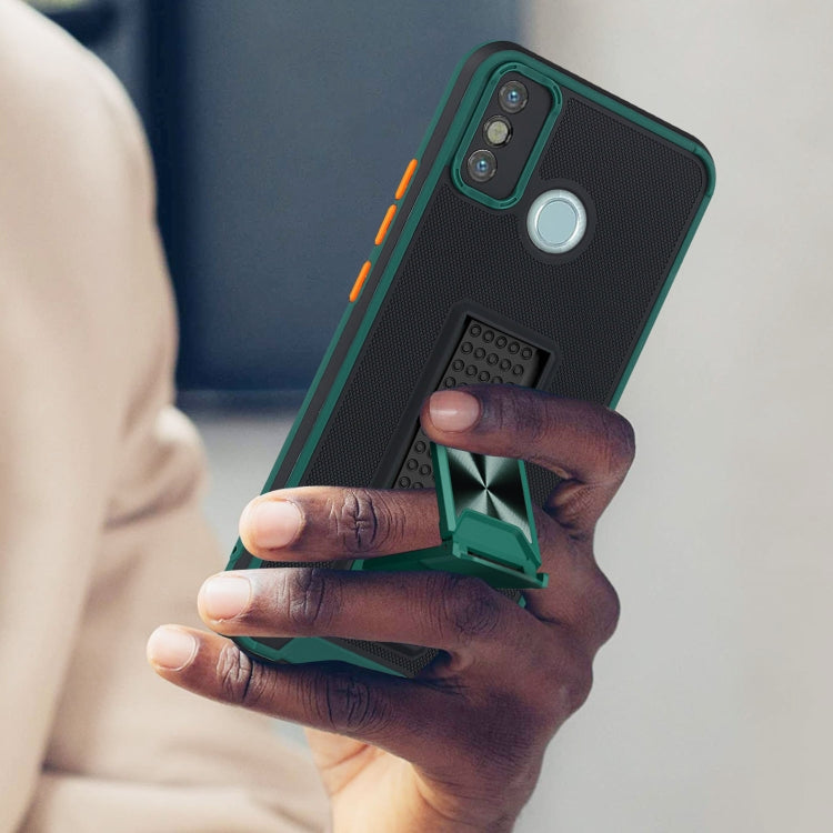 For Tecno Spark 6 Go Dual-color Skin Feel TPU + PC Magnetic Shockproof Case with Invisible Holder