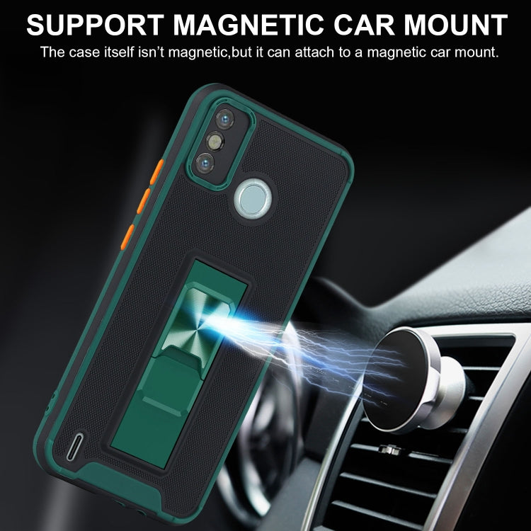 For Tecno Spark 6 Go Dual-color Skin Feel TPU + PC Magnetic Shockproof Case with Invisible Holder