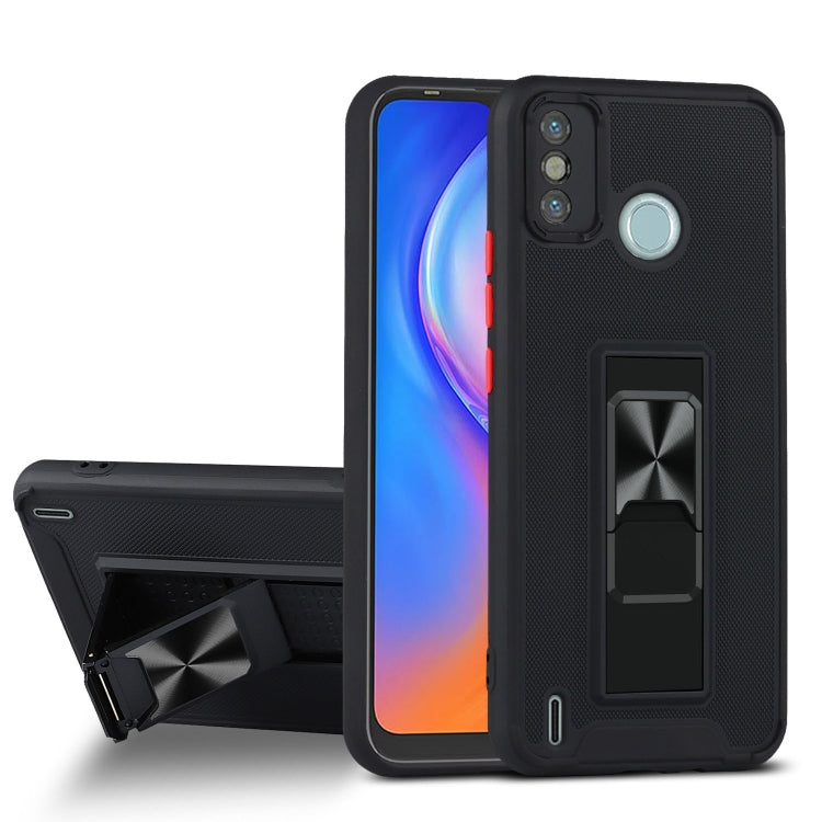 For Tecno Spark 6 Go Dual-color Skin Feel TPU + PC Magnetic Shockproof Case with Invisible Holder