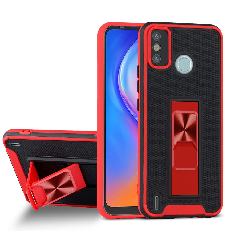 For Tecno Spark 6 Go Dual-color Skin Feel TPU + PC Magnetic Shockproof Case with Invisible Holder