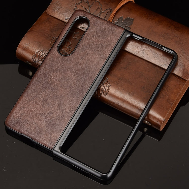 For Samsung Galaxy Z Fold3 5G Shockproof Litchi Texture PC + PU Case
