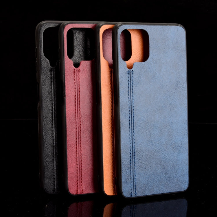 For Samsung Galaxy A22 4G Shockproof Sewing Cow Pattern Skin PC + PU + TPU Case