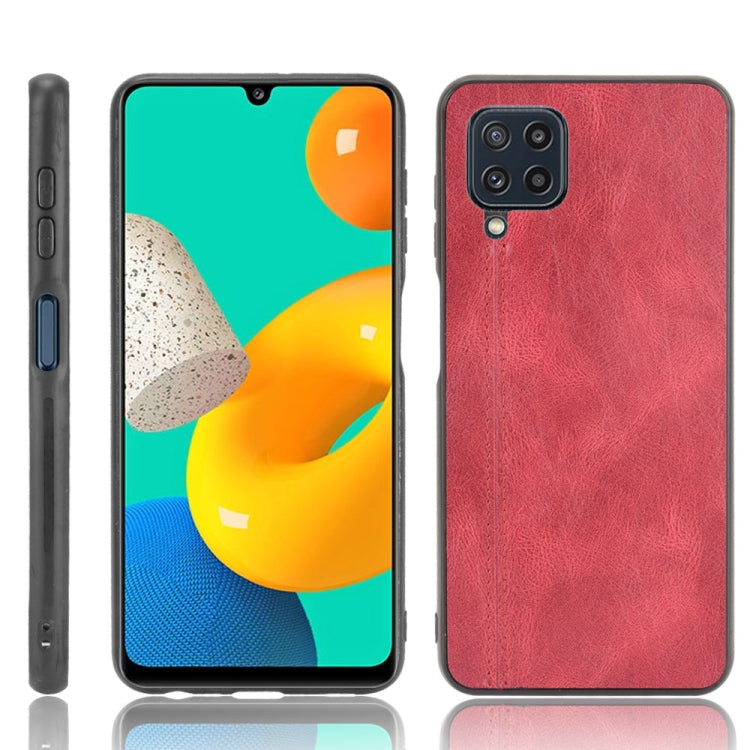 For Samsung Galaxy M32 4G Shockproof Sewing Cow Pattern Skin PC + PU + TPU Case
