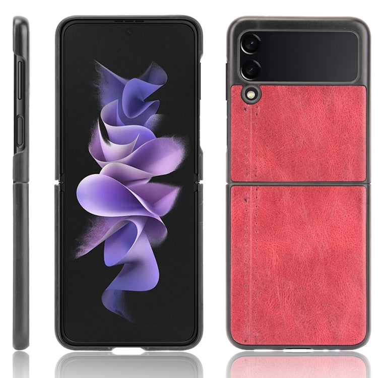 For Samsung Galaxy Z Flip3 5G Shockproof Sewing Cow Pattern Skin PC + PU + TPU Case
